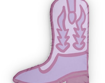 Western Cowboy Pastel Lilac Boot Pillow | Purple Custom Shaped Pillow