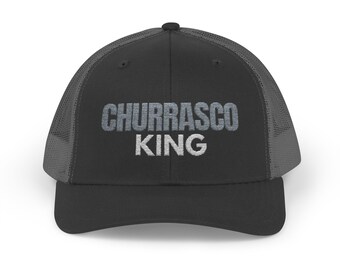 Churrasco King Embroidered Snapback Trucker Cap, Father's Day Gift, Hat for BBQ Lovers, Grilling Enthusiasts, Perfect for Outdoor Events