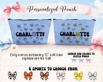 Personalized Name Sports Accessory Pouch | 2 sizes | Soccer, Basketball, Football, Baseball, Softball, Volleyball