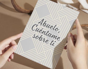 Libreta "Abuelo, Cuéntame sobre ti" - regalo perfecto para cumpleaños, Día del Padre o Navidad *NEW DESIGN* cabe en Stocking Stuffers! GRAY