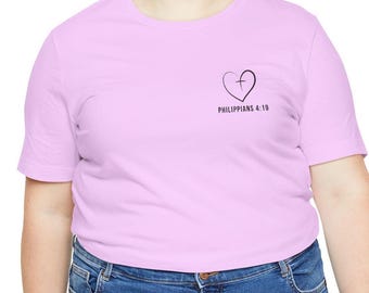 Embroidered Philippians 4:19 T-Shirt, Christian Heart & Cross Tee