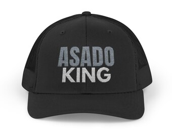 Asado King Embroidered Snapback Trucker Cap, Father's Day Gift, Hat for BBQ Lovers, Grilling Enthusiasts, Perfect for Outdoor Events