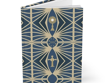 Catholic Eucharistic Adoration Blank Journal | Marian Deep Blue | Holy Hour Inspired