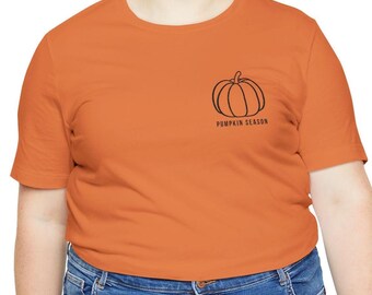 Embroidered Pumpkin Season Unisex Tee, Fall Halloween Shirt
