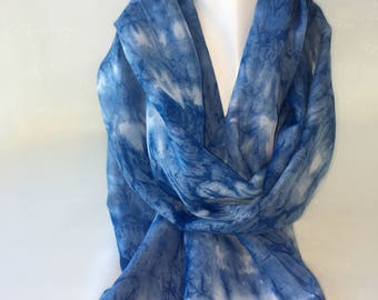 Sazanami Ripple - Foulard japonais indigo teint à la main