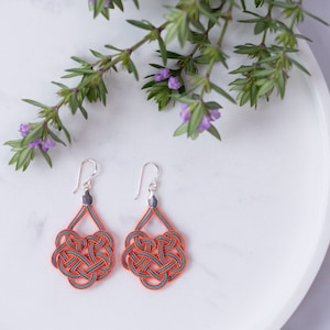Japanese Earrings Gold Handmade, Hand woven orange and blue earrings, Mizuhiki paper earrings, gold vermail, sterling silver