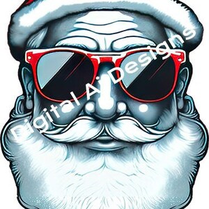 Cool Santa Clause with glasses PNG, T Shirt design, Santa Clause, AI