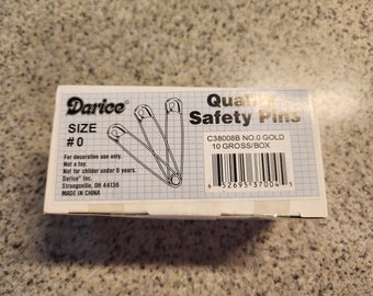 1440 Size 0 Gold Safety Pins NEW 7/8"