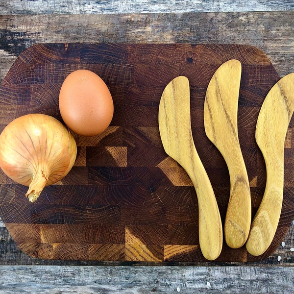 Épandeur de beurre en bois, couteau en bois, bois d'acacia de couleur jaune, ustensiles en bois de cuisine, couteau de forme lisse, épandeur de fromage à confiture, cadeau pour elle