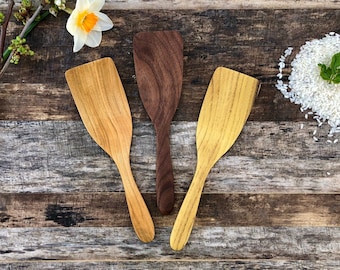 Espátulas de madeira pequenas, mini espátulas de cozinha, presente para cozinheiros domésticos, espátulas de madeira coloridas com borda plana, utensílios de cozinha pequenos para crianças.
