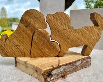 Wooden Puppy Toy for Toddlers, Oak Wood Dog Figure, Wood Animals, Montessori toys, Scroll Saw Toys | 1st Birthday gift, Gift for Babies'