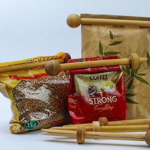 Attaches pour sacs en bois, lot de 5 épingles à emballer, emballage cadeau, fermeture hermétique des sacs avec fermeture à clip, chevilles en bois pour la cuisine, agrafes pour sacs en papier pour ustensiles de cuisine en bois