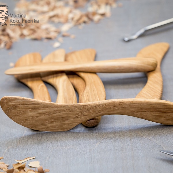 Cuchillo de mantequilla de cocina, esparcidor de madera de roble, utensilios de cocina hechos a mano de madera, cuchillos decorativos para restaurantes, productos de arte de madera ecológica