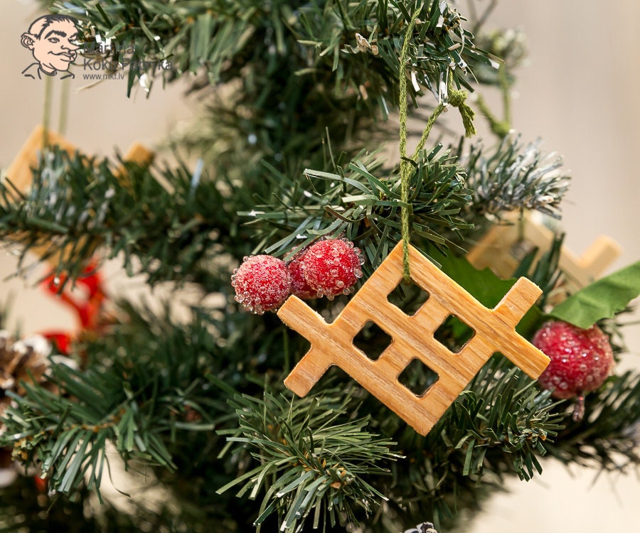Latvian Wood Symbol Christmas Tree Ornament Wood for Kids 