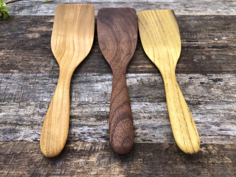 Flat Edged Small Wooden Spatulas Gift Set for Home Cooks Etsy