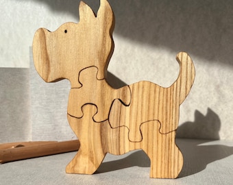 Jigsaw wooden animal puzzle, Doggy shape puzzle for kids, Montessori toy, Baby first puzzle, Wood puppy, Gift for toddler, 1st Birthday gift