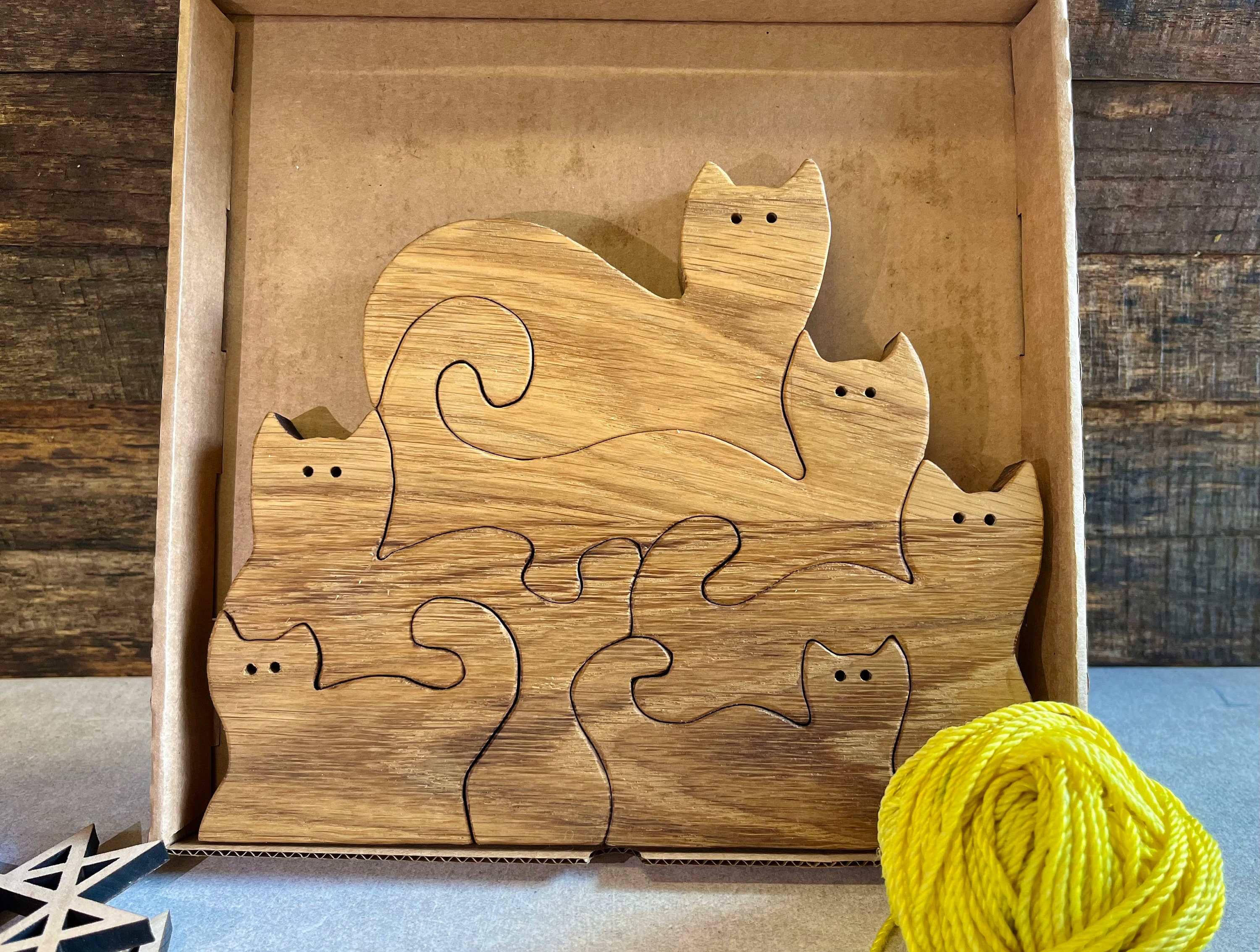 Wooden Cats 6 Pieces Puzzle, Montessori