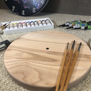 Unfinished wooden wall clock, DIY round wood clock, Blank wood clock face, Ash wood circle, Wood crafting, Wood painting, Wood printing
