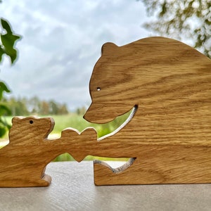 Wooden Bear Toy, Bear Family Figure, Waldorf Wood Animals Oak Wood Toys, Baby Shower, Gift for ...