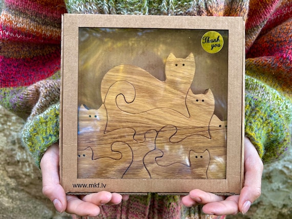Chat puzzle bois, puzzle en bois adulte, puzzles bois animaux, puzzle  mosaïque bois formes uniques -  France