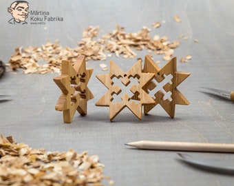 Ash Wood Star Ornament Set, Pagan Protection Symbol, Christmas Tree Home Decor