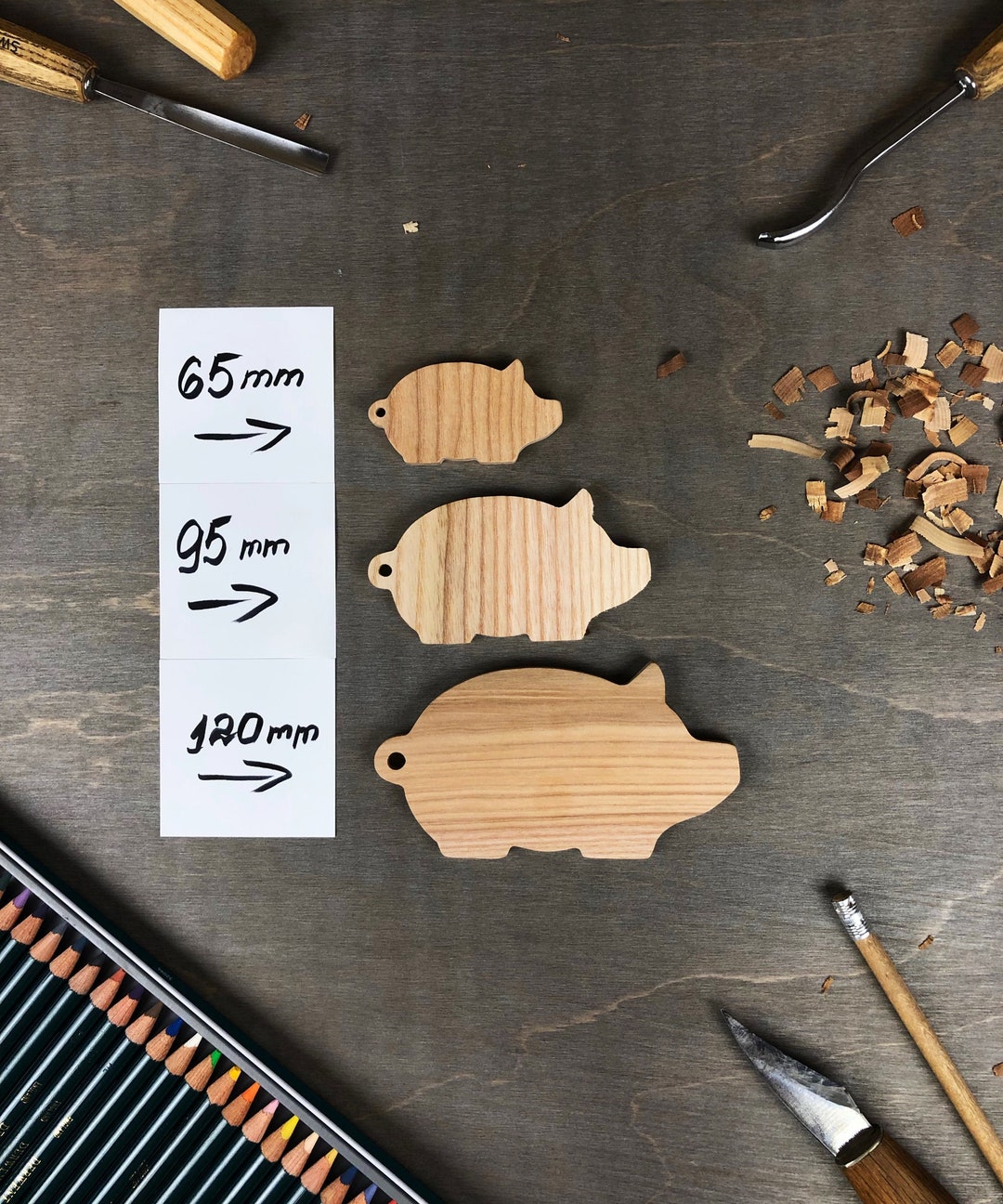Wooden Blank Pig Forms, DIY Blank Wood Pig, Wooden Price Tags