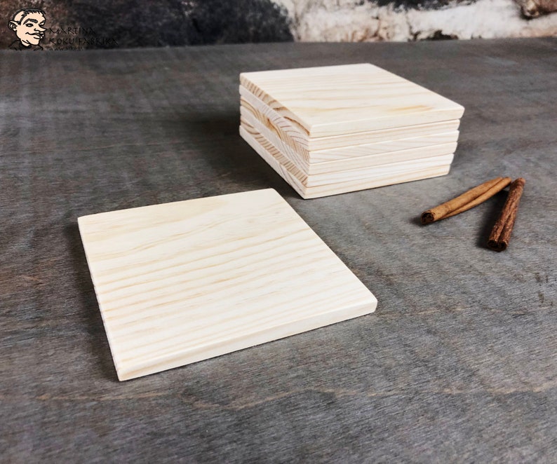 50 Blank Wood Coaster Set Unfinished Pine Wood Squares DIY Etsy