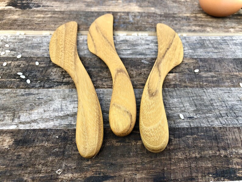 Wood Butter Spreader Wooden Knife Yellow Color Acacia Wood Etsy