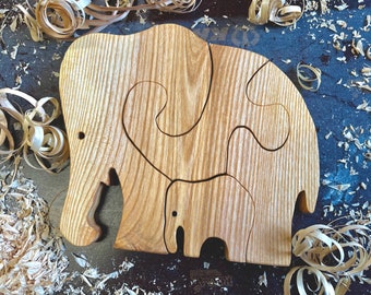 Puzzle in legno a forma di elefante, giocattolo Montessori, regalo per il primo compleanno
