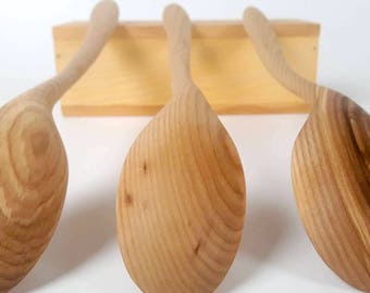 Grande Cuillère De Service En Bois De Laurié, Sculpture Main, Bol Gauche, Outil Cuisine