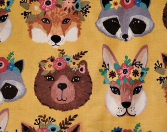 Floral Woodland Animals Bonding Scarf: Hedgehog, Sugar Glider