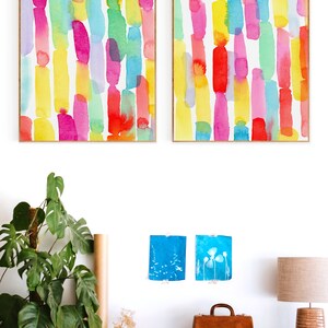 Bright Colored Wall Art Set Colorful Art Prints Watercolor - Etsy