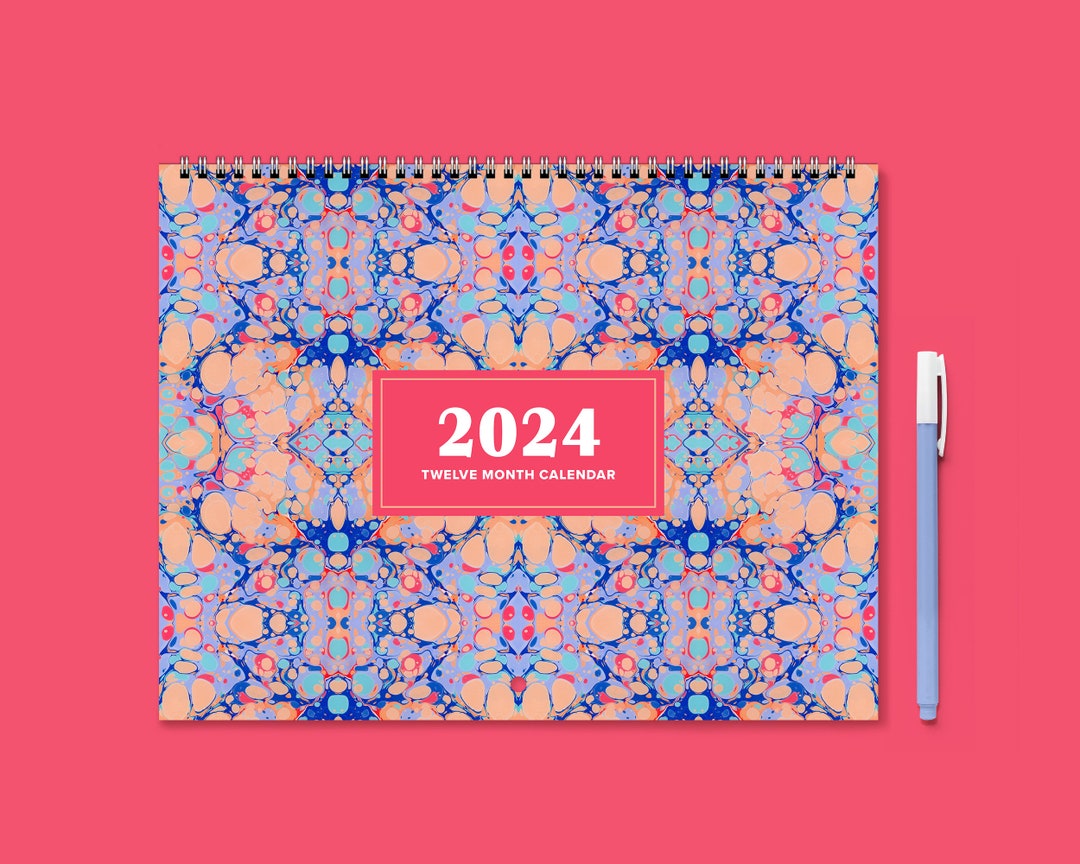 2024 Wall Calendar, 12 Month Hanging Calendar, Colorful Abstract Art