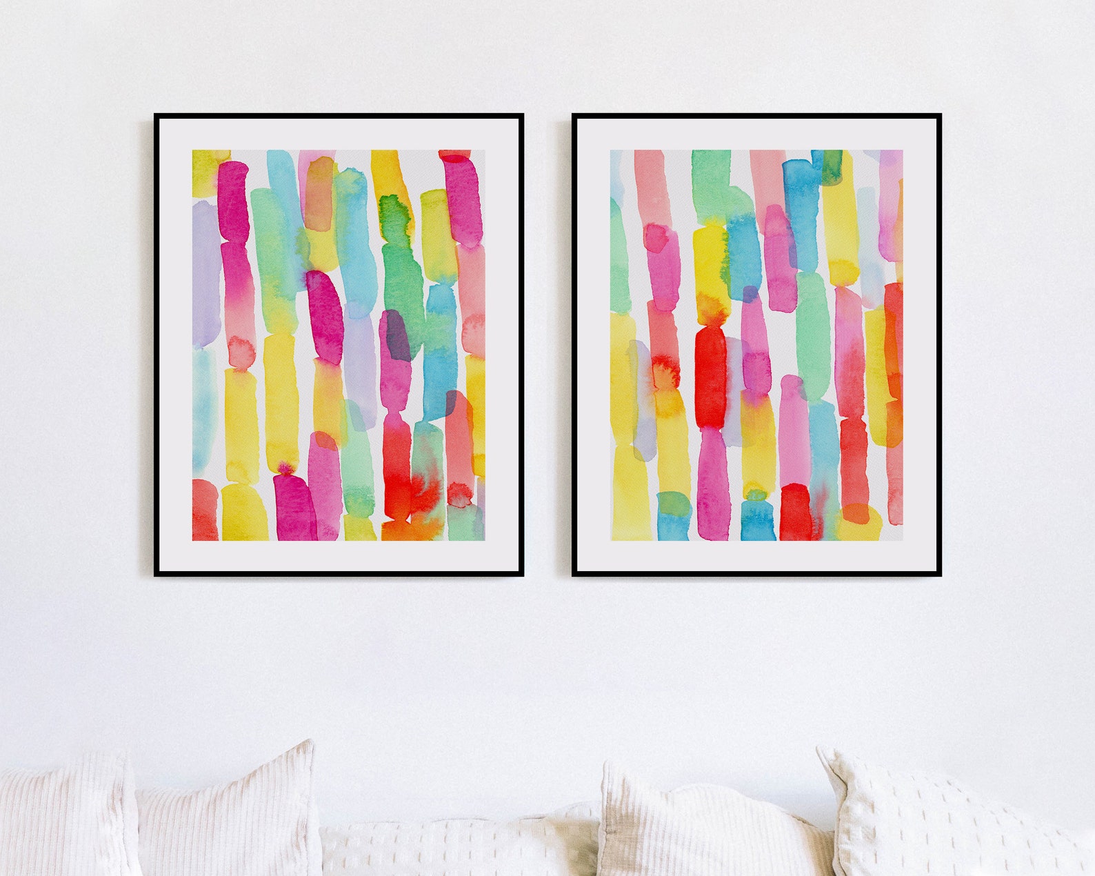 Bright Colored Wall Art Set Colorful Art Prints Watercolor - Etsy