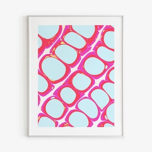 Vibrant Magenta and Blue Marbling Art Print, Colorful Marbled Painting, Abstract Wall Art, Psychedelic Print, Bright Color Maximalist Decor