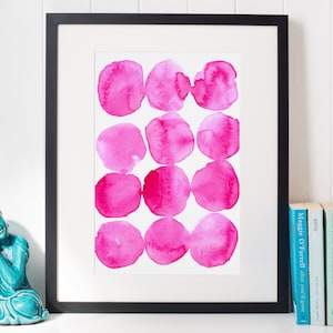 Magenta Watercolor Print, Hot Pink Printable Art, Bright Color Abstract Art, Minimalist Decor, Colorful Art Print, Downloadable Wall Art