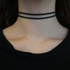 Thin Black Choker Simple Black Chokers Black Leather Choker Dainty Black  Choker Small Choker Thin Black Chokers Double Layered Choker 