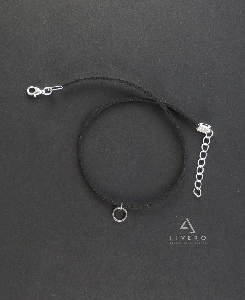 Adjustable choker Ring necklace Pendant choker Charm choker Minimal choker Thin choker Black choker Ring pendant Suede choker String choker