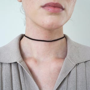 NEW! Dark brown choker Dark brown thin choker Thin necklace Suede choker String choker Girlfriend gift Vegan choker Adjustable choker Choker