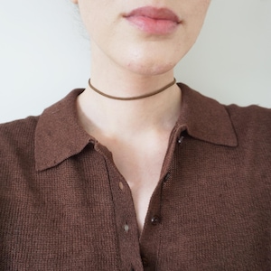 NEW! Brown choker Brown thin choker Thin necklace Suede choker String choker Girlfriend gift Vegan choker Adjustable choker Choker
