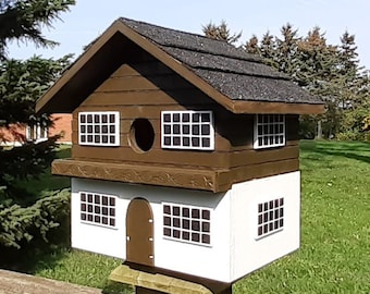 Swiss Birdhouse, Chalet Bird House, Handmade Birdhouse, Outdoor Wood Birdhouse, Country Birdhouse, Unique Birdhouse, Wooden Birdhouse