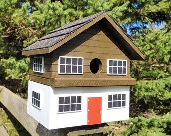 Swiss Birdhouse, Chalet Bird House, Handmade Birdhouse, Outdoor Wood Birdhouse, Country Birdhouse, Unique Birdhouse, Wooden Birdhouse