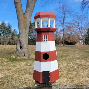 Lighthouse Birdhouse, Nautical Birdhouse, Cottage Birdhouse, Outdoor Garden Decor, Handmade Birdhouse, Wood Birdhouse, Light House Birdhouse
