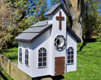 Church Birdhouse, Chapel Bird House, Outdoor Wood Birdhouse, Charming Birdhouse, Functional Birdhouse, Handmade Birdhouse