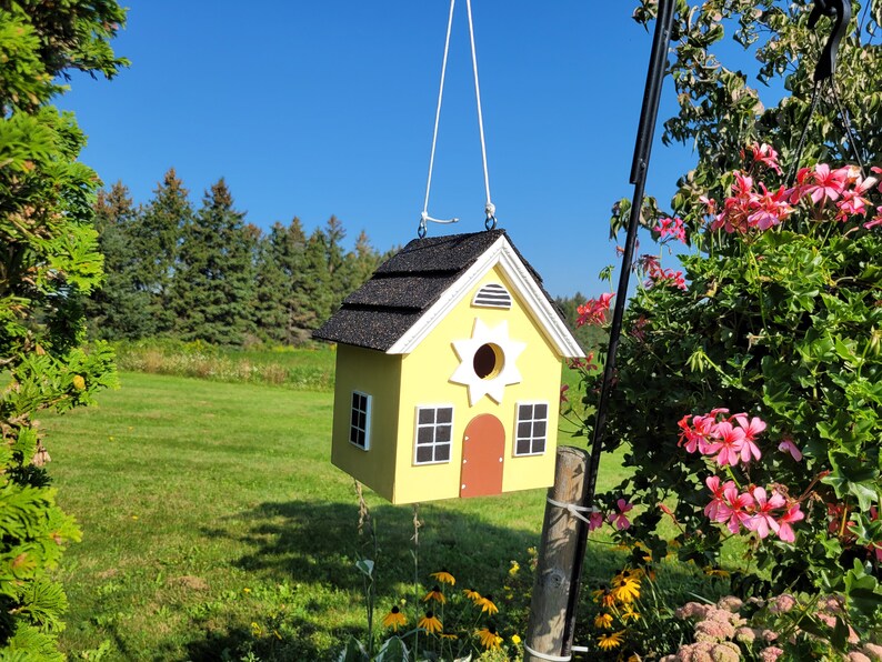 Hanging Birdhouse, Handmade Bird House, Outdoor Wood Birdhouse, Functional Birdhouse, Unique Birdhouse, Country Birdhouse image 4