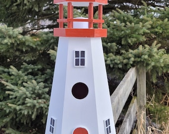 Lighthouse Birdhouse, Red and White Birdhouse, Handmade Birdhouse, Outdoor Wood Birdhouse,  Light House Birdhouse, Wooden Birdhouse