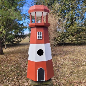 Lighthouse Birdhouse, Nautical Birdhouse, Cottage Birdhouse, Outdoor Garden Decor, Handmade Birdhouse, Light House Birdhouse, Wood Birdhouse