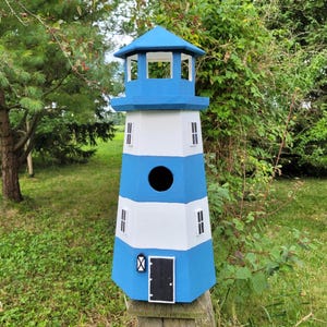 Lighthouse Birdhouse, Cottage Birdhouse, Nautical Birdhouse, Outdoor Garden Decor, Handmade Birdhouse, Wood Birdhouse, Yard Decor