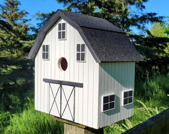 Barn Birdhouse, Stable Bird House, White Barn, Handmade Birdhouse, Outdoor Wood Birdhouse,  Unique Birdhouse, Wooden Birdhouse