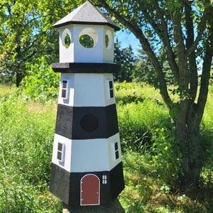 Lighthouse Birdhouse, Nautical Birdhouse, Cottage Birdhouse, Outdoor Garden Decor, Handmade Birdhouse, Wood Birdhouse, Light House Birdhouse